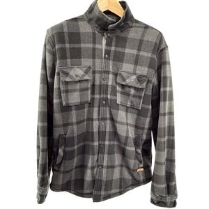 Voyager Mens Shirt Jacket  Large Grey Plaid Sherpa Lined Full Zip Shacket